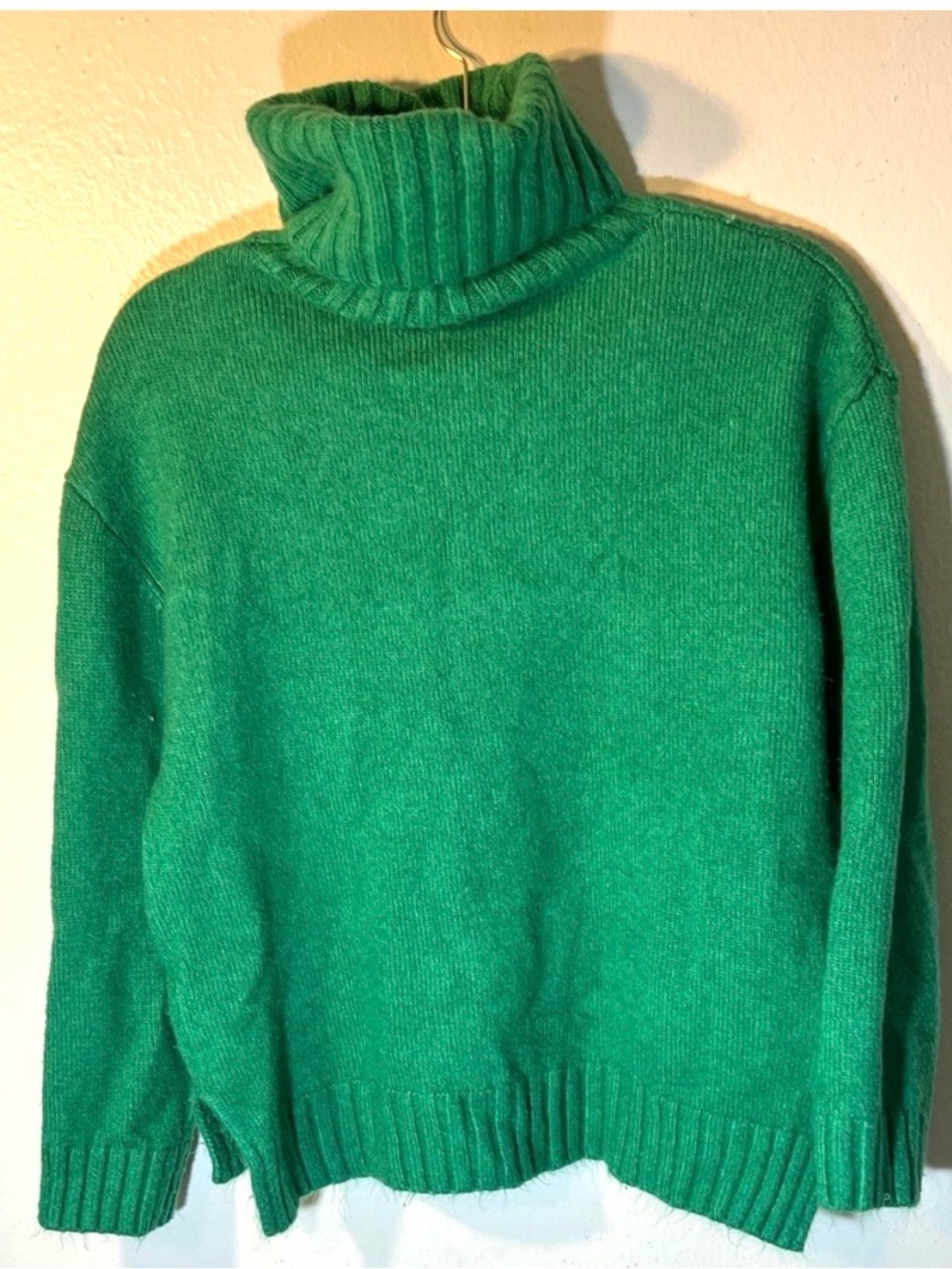 Vici Emerald Kelly Green Cozy Fold Over Turtleneck Sweater Medium